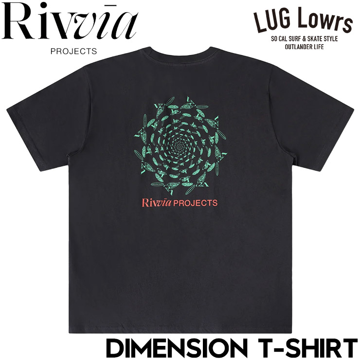 Rivvia PROJECTS リヴィアプロジェクツ メンズ Tシャツ 半袖 プリントTシャツ コットンTシャツ DIMENSION T-SHIRT PIGMENT BLACK RTE-26113 日本代理店正規品