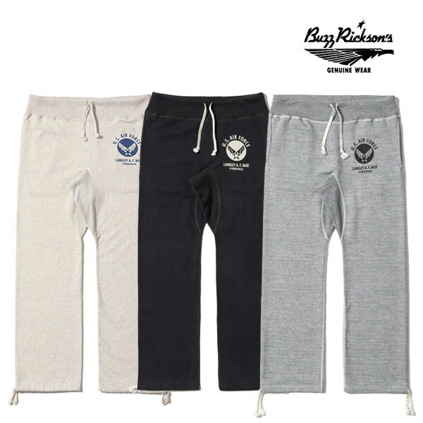 バズリクソンズ/BUZZ RICKSON\u0027S BR40973 SWEAT PANTS U.S. AIR FORCE スウェットパンツ ボトムス 綿織物100% GREY 薄墨色 BLACK 黒いこと OATMEAL オートミール 日本製 ドローストリング メンズ レディース 運動競技 アウトドア【貨物輸送無料】