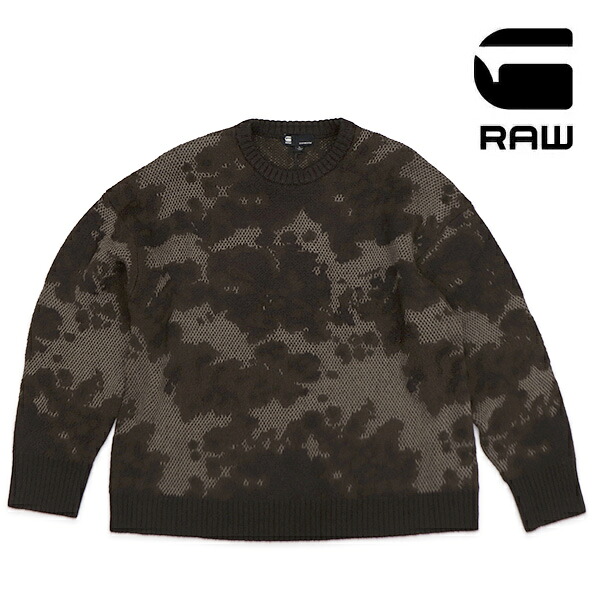 ジースター ファースト/G-STAR RAW LOOSE JACQUARD KNIT D27246-E586メンズ プルオーバー 編み物 心地好い 分かりやすい ロゴタイプ 長袖 トップス CAMO 変装【貨物輸送無料】 スウェット・トレーナー-メンズファッション-トップス