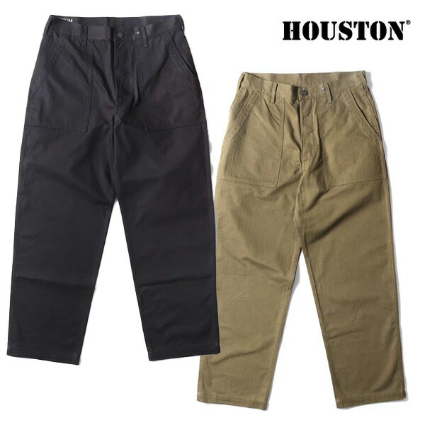 ヒューストン/HOUSTON 10158 U.S.ARMY HBT UTILITY TROUSERS(TAPERD) ズボン下 ロングズボン下 メンズ 心地好い 表どおり 自動自転車 ツーリング サイクリング 綿織物 ベイカーパンツ BLACK OLIVE DRAB USアーミーヘリンボーンツイルユーティリティトラウザーズ 【貨物輸送無料】