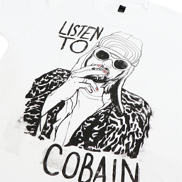 楽天市場 カートコバーン Kurt Cobain Listen To Tシャツ 手書き風 イラスト White ホワイト ベーシック ロックt バンドt ニルヴァーナ ギタリスト メンズ トップス 半袖 正規品 本物 ネコポス発送のみ送料無料 Lulu Garden