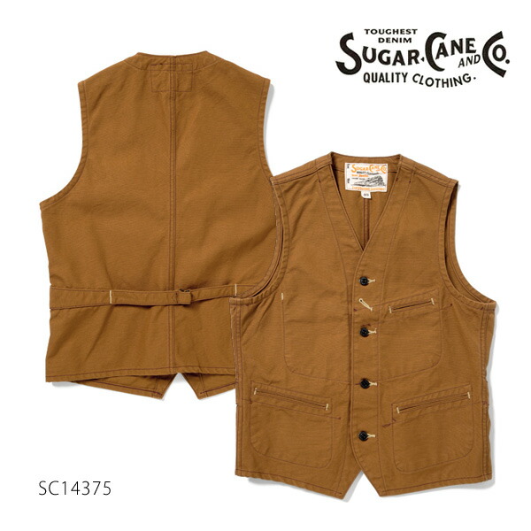 Sugar Cane ダウンベスト ネイビー/ブラウン SUGAR CANE シュガーケーン レザーヨーク ダウン ベスト SC12340