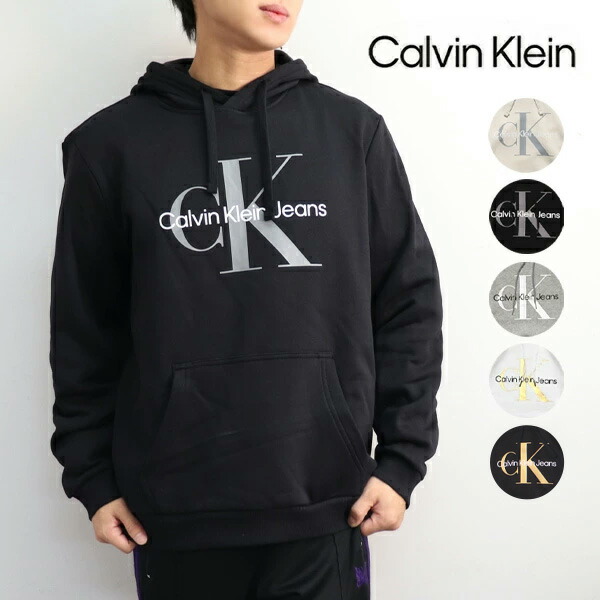 カルバン・クライン デニム/Calvin klein Jeans 40GC201 MONOGRAM LOGO HOODIE モノグラム ロゴタイプ フーディー パーカー ティーシャツ ボンネット メンズ レディース 長袖 裏起毛 あたたかい トップス 一般受け 定番【貨物輸送無料】