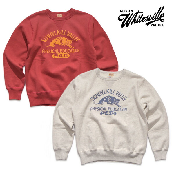 ホワイツビル/WHITES VILLE WV69613 SWEAT 流汗 労働者の一団のど首 ティーシャツ メンズ レディース 長袖 ロゴタイプ 調教師 トップス 分かりやすい 日本製 裏起毛 綿織物100％ OAT オートミール RED 赤いこと【貨物輸送無料】 メンズファッション-パーカー