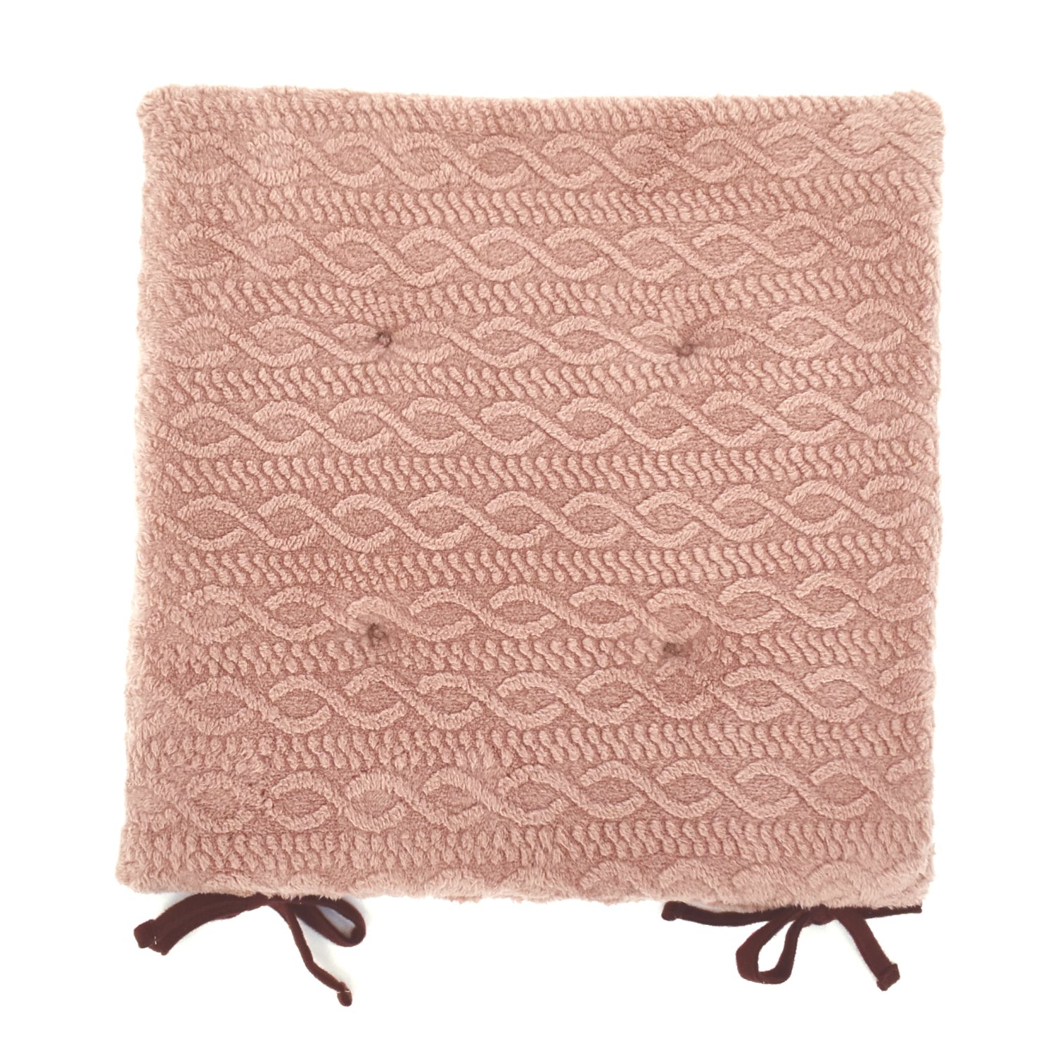 シートクッション40×40cm(シノン)ジャガードブルーベージュローズピンク椅子用クッション紐付き