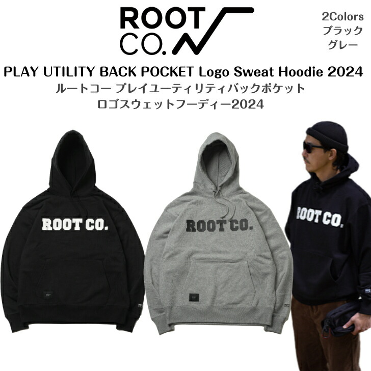 【ROOT CO. ルートコー】PLAY UTILITY BACK POCKET LOGO Sweat Hoodie 2024プレイユーティリティーバックポケットロゴスウェットフーディー2024