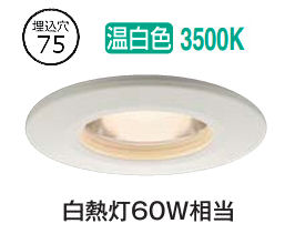 大光電機 軒下用ベースダウンライト DOL6273AW ﾗﾝﾌﾟﾀｲﾌﾟ Φ75 温白色 白熱灯60W相当 工事必要