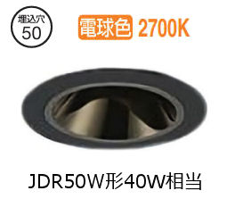 大光電機 ユニバーサルダウンライト本体 LZD-93738LBW Φ50 ダイクロ40W相当 2700K 高演色 電源別売 工事必要