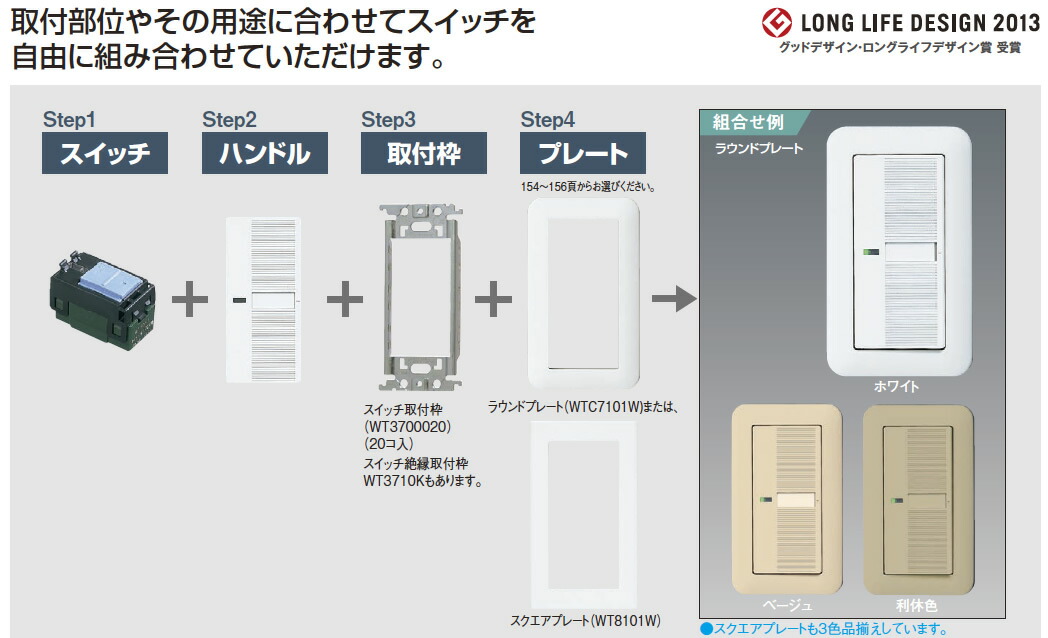 楽天市場 Panasonic パナソニックコスモシリーズワイド21 スイッチ プレート組み合わせセット 埋込ほたるスイッチ 4路 E 2個 表示ネーム付ハンドル2個 スイッチ取付枠 １連ラウンドプレートwt5432w2 C7101 W 電材proショップ Lumiere