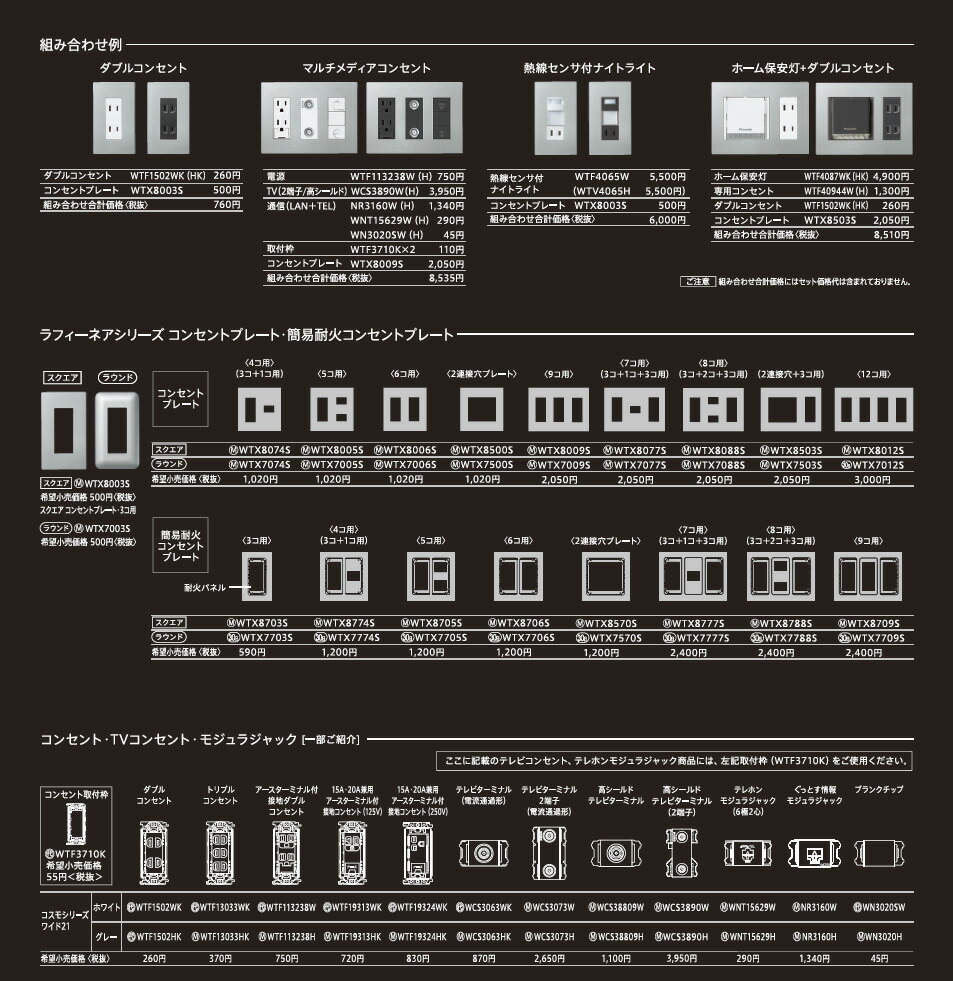 楽天市場 Panasonic ラフィーネアシリーズコンセントプレート スクエア 2連接穴 3コ用ウォームシルバーwtx8503s 電材proショップ Lumiere