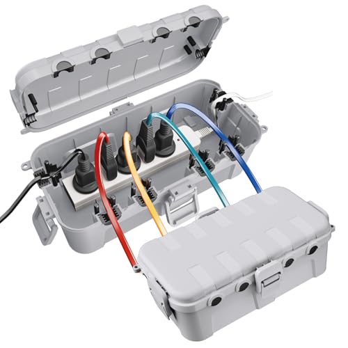 RESTMO 2個セットコンセントボックス 中型 屋外 電源 電気 防水 ボックス IP54雨よけ 耐候性 ガーデンライト、タイマー、延長コード