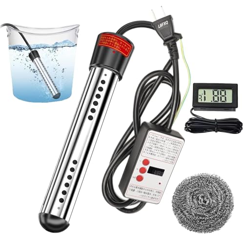 LBFXQ投げ込みヒーター 1500W 温度計付 電気浸漬給湯器ロッド プールヒーター 自動電源オフ 浸漬湯沸かし器 インフレータブルプール 家
