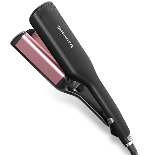 BAYATA コテ 32mm ヘアアイロン ウェーブアイロン ワッフルアイロン初心者向け・挟むだけで巻き髪作る・千万級マイナスイオン吹出カールア