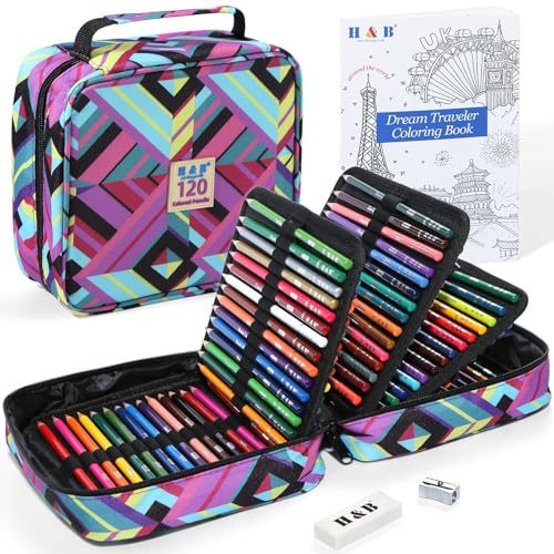 Roleness 色鉛筆 油性 120色 子供と大人の塗り絵 色鉛筆セット プロ 柔らかい芯 プレゼント 鉛筆削り 塗り絵 消しゴム 収納ポーチ