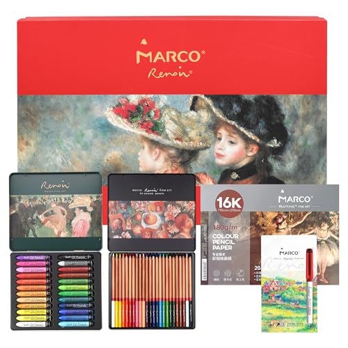 Marco お絵書き書き割り 労働者階級用 61点、24色油絵の具淡彩、24色の油性色鉛筆、12色アクリルマーカーペン、写生帖付き添い人 芸術大学生、