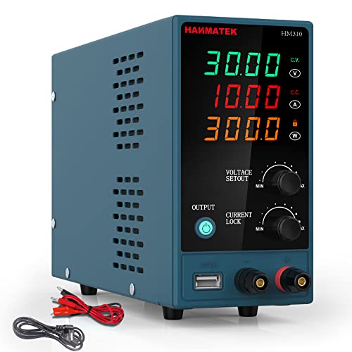HANMATEK 可変直流安定化電源 DC電源（0-30 V 0-10 A） 電圧＆電流安定電源 低騒音高精度 自動切替 スイッチング電源 学校