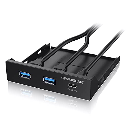 GRAUGEAR 3.5''インチベイ対応 PCマルチフロントパネルに搭載 3ポートハブ 20Gbps USB 3.2 Gen2x2 Type-