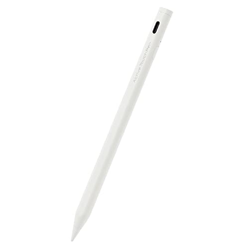 エレコム タッチペン スタイラス 充電式 iPad専用 パームリジェクション対応 傾き検知対応 磁気吸着 USB-C充電 ペン先 ホワイト P-
