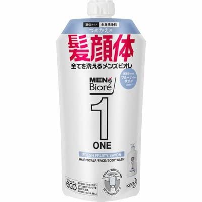10個セットメンズビオレONE オールインワン五体洗い濯ぎ料 身ぎれい感のあるフルーティーサボンの芳ばしさ つめかえ用 340mL