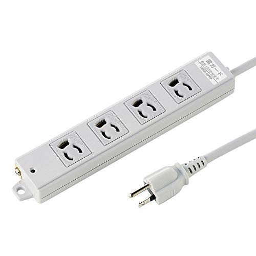 サンワサプライ 工事物件雷ガードタップ 3P・4個口 抜け止め差込口 裏面マグネット付き TAP-K4SP-3