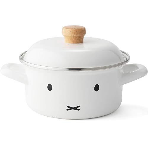 富士ホーロー(Fuji Horo) キャセロール 両手鍋 ホワイト IH対応 15cm ミッフィー フェイス