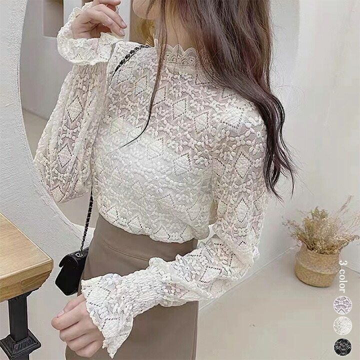 楽天市場】1B27【送料無料】花柄ひし形シースルーレース トップス 花柄