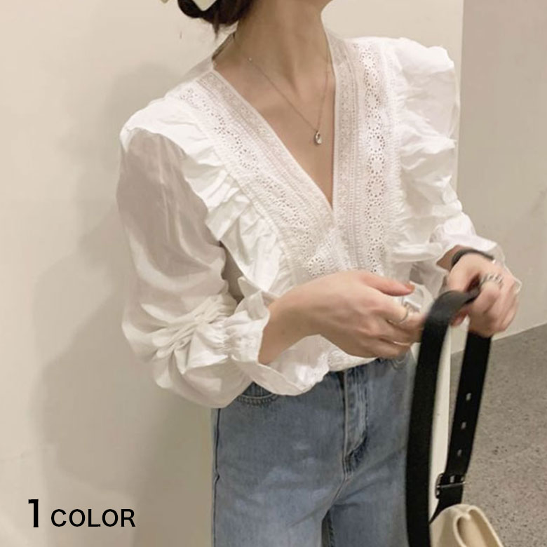 楽天市場】2B5 フレンチフリル 長袖 シャツ レディース シャツブラウス