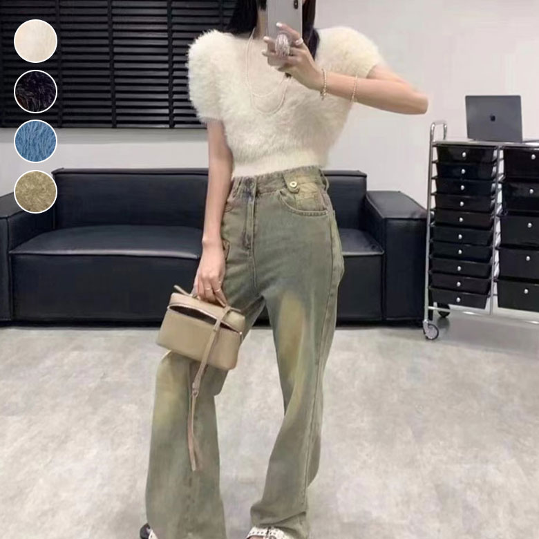 楽天市場】3B20 ショート丈 ミンク ベルベット ニット レディース 春