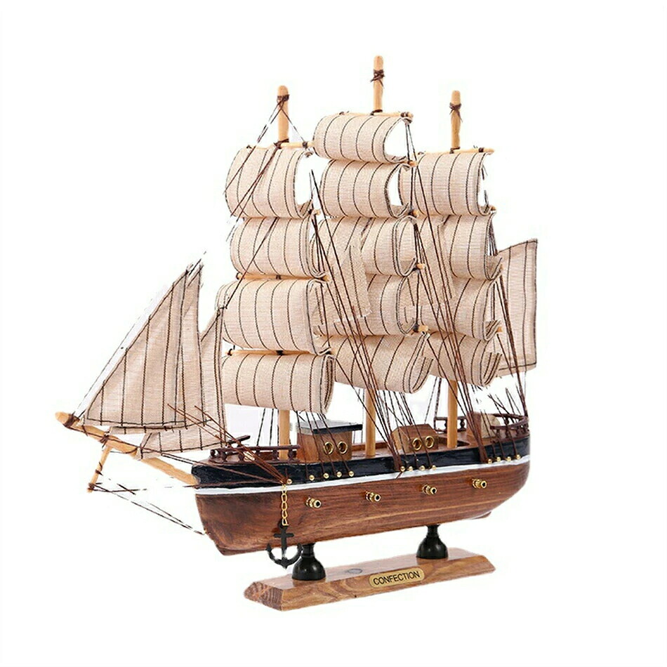帆船模型 完成品 木製帆船模型 置物 木製工芸品 装飾贈答品 家装オフィス置物 工芸船 手工芸品 ダミー実木船 地中海風 長さ30cm 幅6cm 高さ32cm
