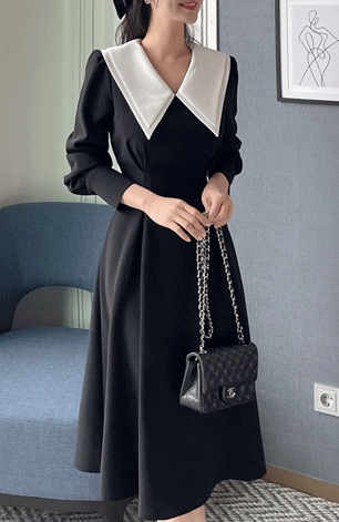 ビッグカラー 配色 ワンピース ママ スーツ 顔合わせ トレンド お宮参り フォーマル レディース 服装 結納 レトロ オフィス 七五三 母親 ドレス