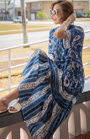 楽天市場 ネコポス対応 エスニック マキシワンピ リゾートワンピ マキシワンピース 大きいサイズ ボヘミアン ワンピース 花柄 フラワー レトロ 韓国 ファッション サマードレス レディース ロング丈ワンピース 五分袖 Vネック 夏ワンピ おしゃれ 旅行 リゾート 服