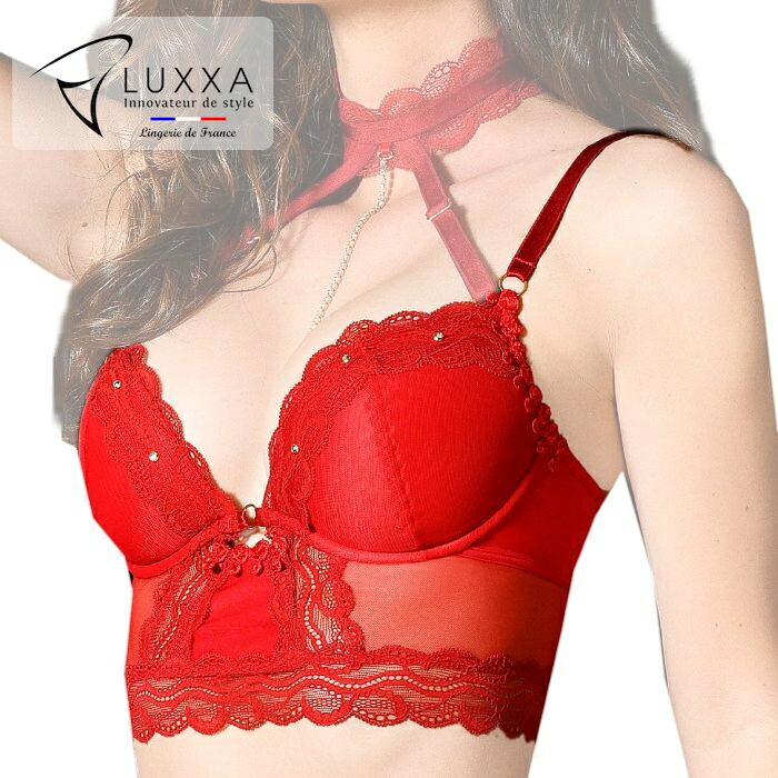【20%OFF】 LUXXA（ルクサ） ●ケピ・ビスチェ 【KEPI Bustier】 ｜フランス製 ブラジャー ビスチェ レース 刺繍 インポート アンダーワイヤあり ビジュー飾り レディース セクシー 高級 プレゼント ギフト