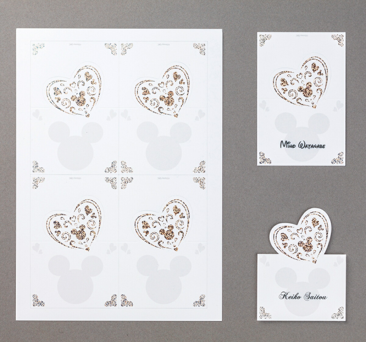 楽天市場 ディズニー席札 エレガンス ミッキーマウス ペーパーアイテム 手作り ルナルーチェ 楽天市場店