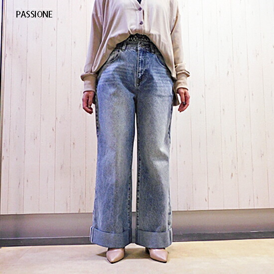 PASSIONE ロールアップデニムパンツ（レディース）616603