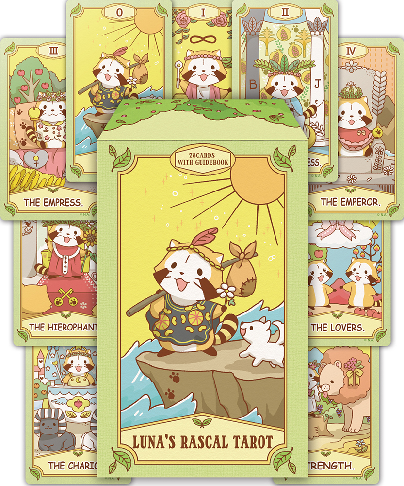 【10月発送予定】ルナズラスカルタロット LUNA'S RASCAL TAROT　タロットカード かわいい ホログラム　鮮やか タロットカード 78枚入り　ブックレット付き