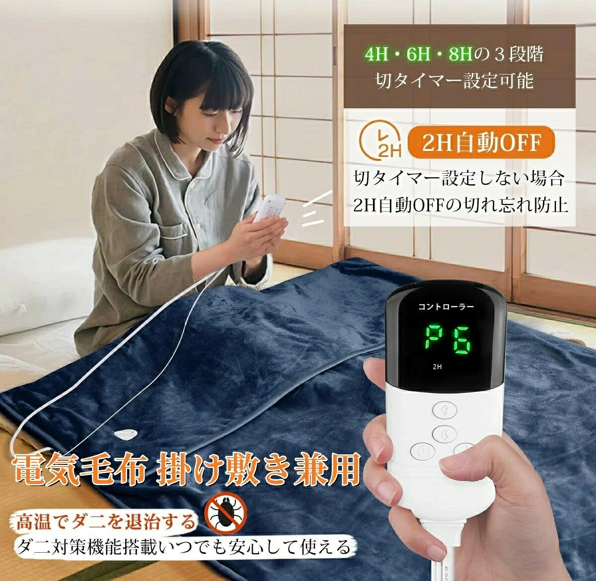 【2025年最新＆両面フランネル】電気毛布 電気ひざ掛け 電気ブランケット 大判サイズ 160X80CM ファスナー式 3段階温度調節 8個発熱ユニットが USB給電 速暖 車中泊 キャンプ 暖房器具 掛け敷き兼用 携帯に便利 丸洗い 省エネ 防寒対策グッズ 肩掛け 膝掛け 敷き 抗菌 防臭