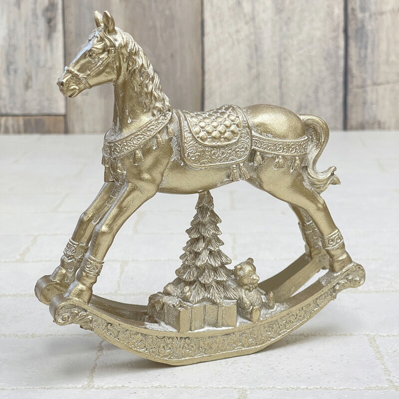 猫のロッキングホースフィギュア クリスマス 楽天市場】シャルドネゴールドロッキングホース Christmas Xmas 置物