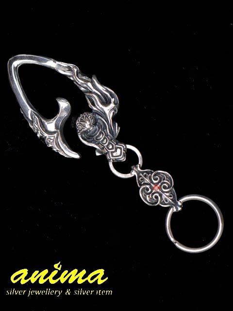 anima exists in all creation [キーフック] (シルバーアクセサリー/シルバー925/Silver925/アニマ/キーチェーン/ウォレットチェーン/メンズ/ガーネット/天然石/コブラ/蛇/炎/)