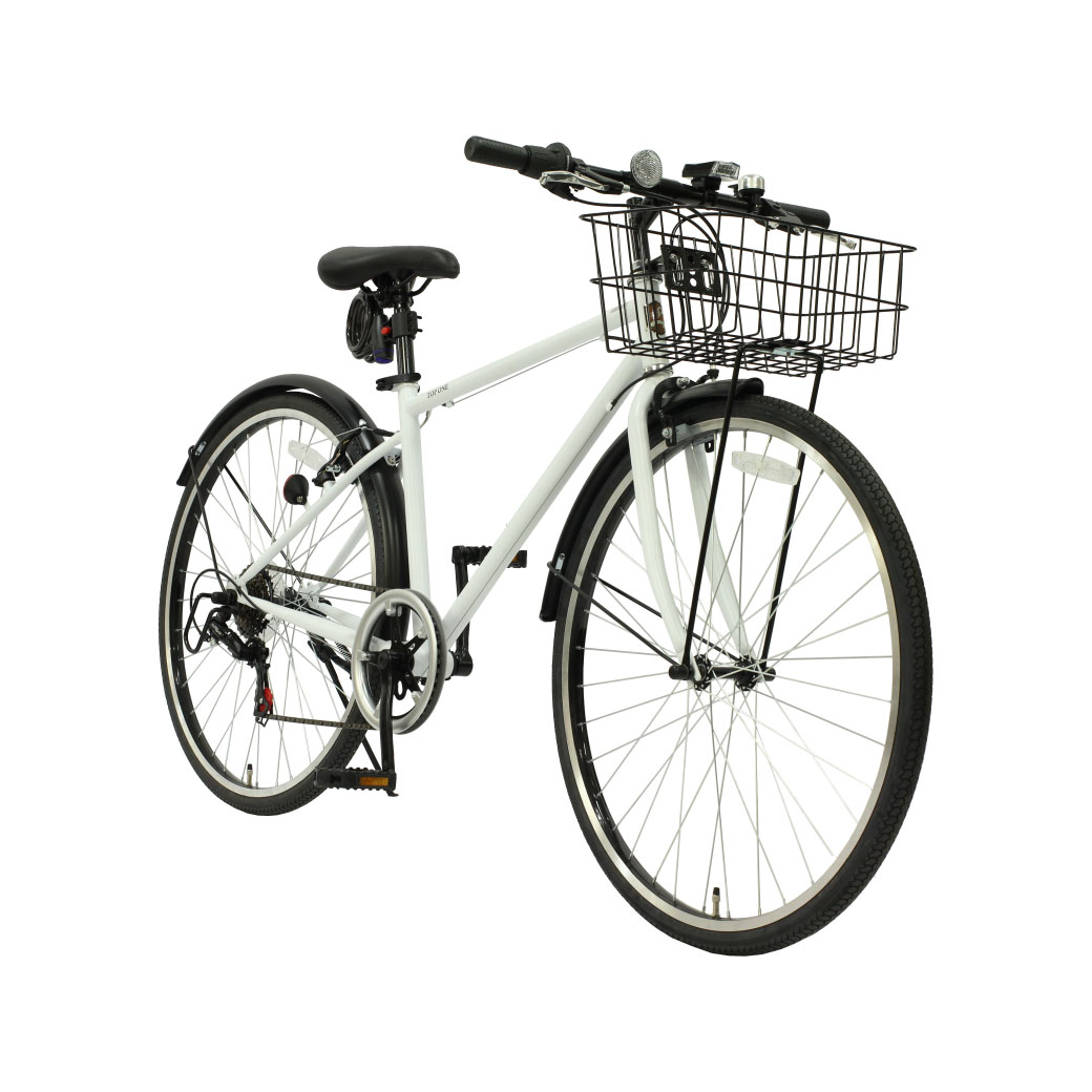 TOPONE カゴ付き クロスバイク MAR266-V 26インチ 6段変速 カギ ライトセット シンプル 自転車 トップワン かっこいい