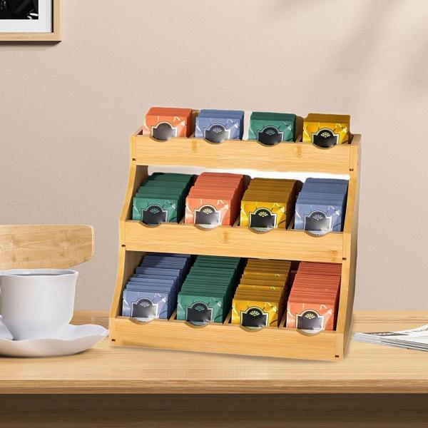 ティーバッグオーガナイザーコーヒーポッドホルダー木製の調味料蔵置きスタンドキャビネットカウンタートップキッチンブレークルームの調味料仕合わせ