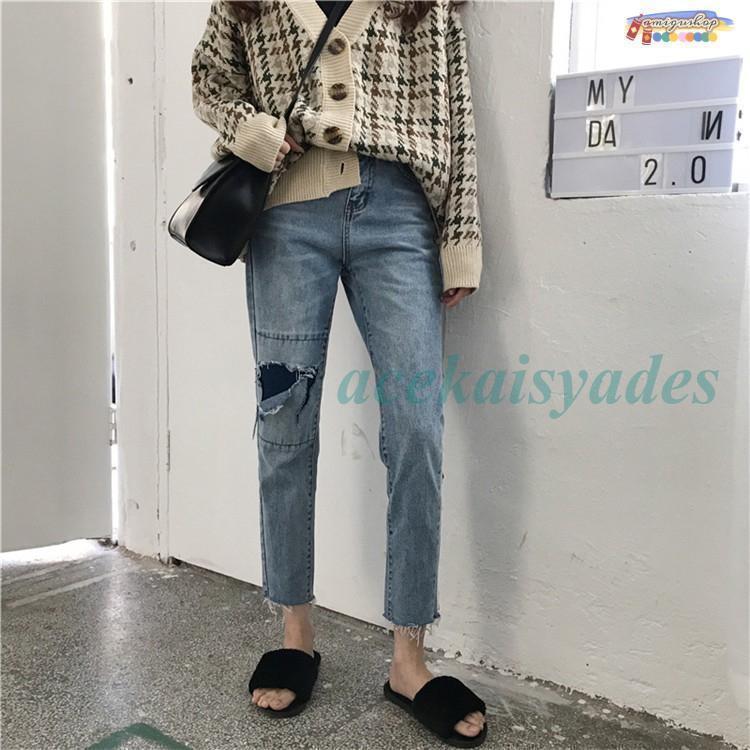 レディースジーンズ　春夏秋冬　レディース　ダメージ　九分丈　デニムパンツ　ジーンズ　オールシーズン　デニム　Ｇパン　パンツ　ボトムス　細身　美脚