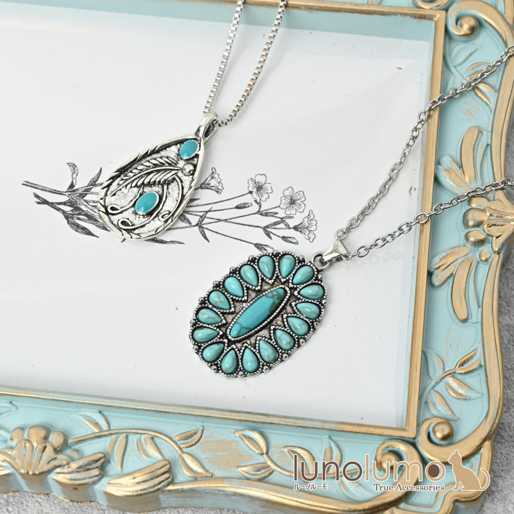 楽天市場】ターコイズカラー フラワーペンダントネックレス ネイティブ