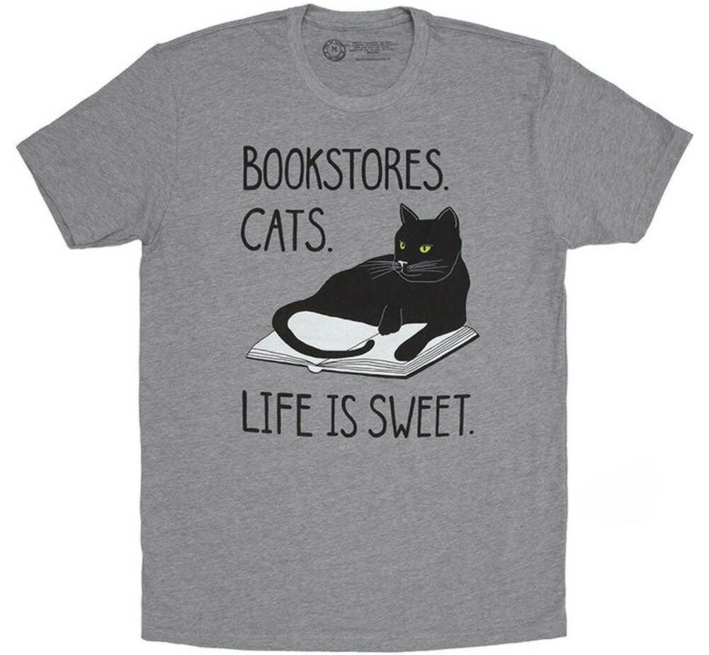 Women's T-Shirts [Out of Print] Books. Cats. Life Is Sweet. Womens Relaxed Fit Tee (Heather Grey) (Edward Gorey illustration) imgrc0080044227.jpg