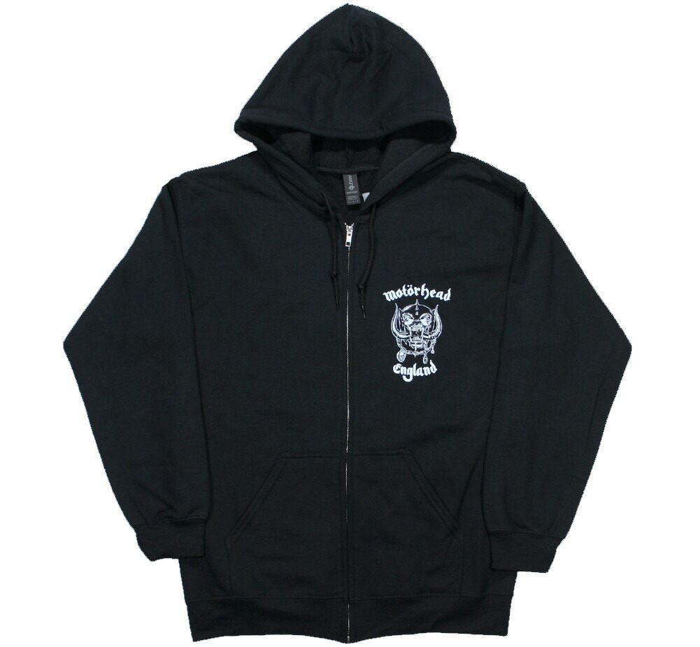 mot・・rhead / England Zipped Hoodie (Black) - 原動機天々 ジップアップ アノラック