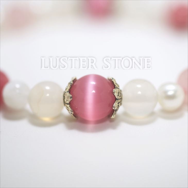 楽天市場 Lusterstone オリジナルデザインブレスレット インカローズ キャッツアイピンク キャッツアイホワイト ローズクォーツ パワーストーン 天然石 Luster Stone