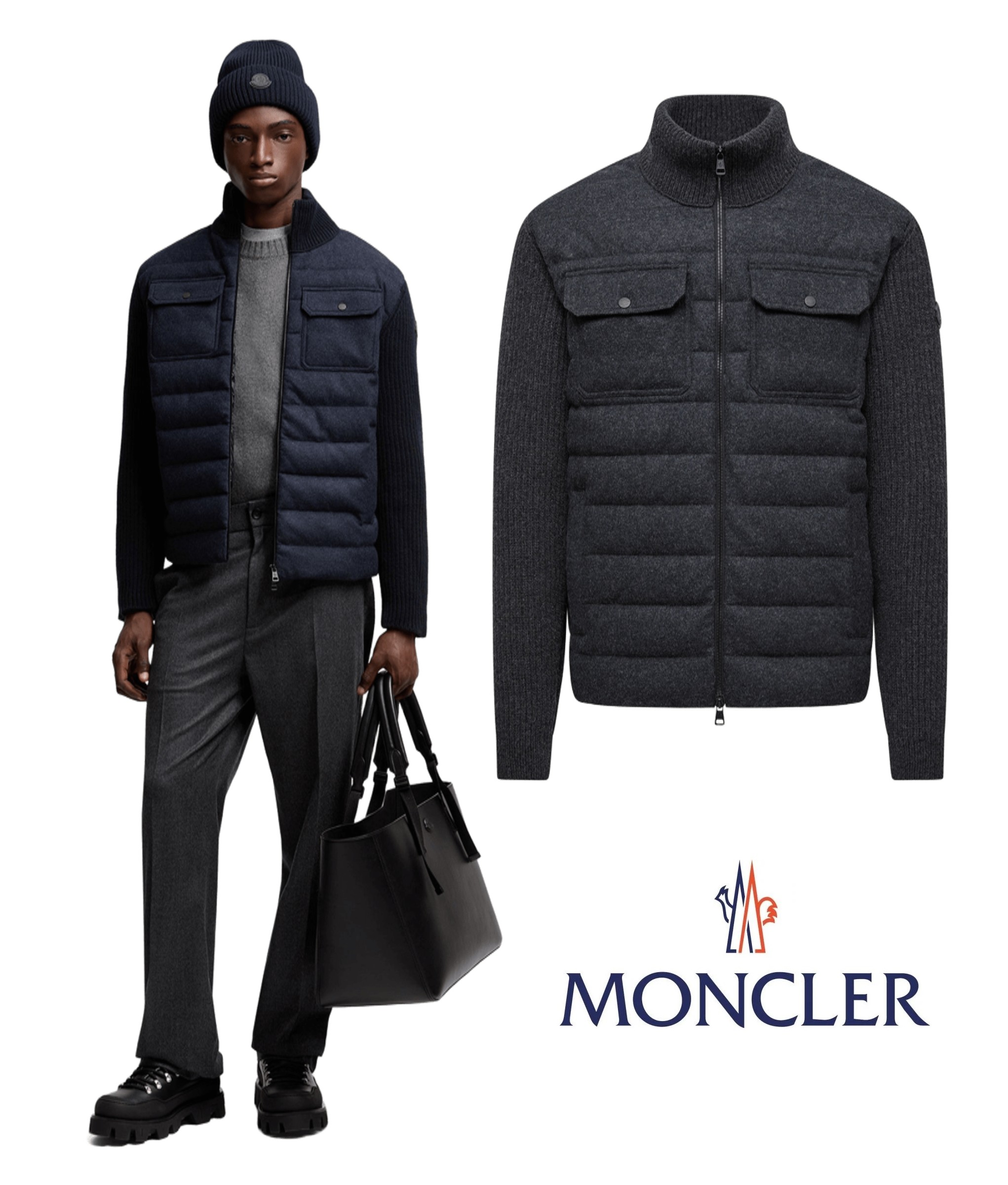 メンズ ダウンジャケット MONCLER モンクレール Padded Wool Zip-up Cardigan