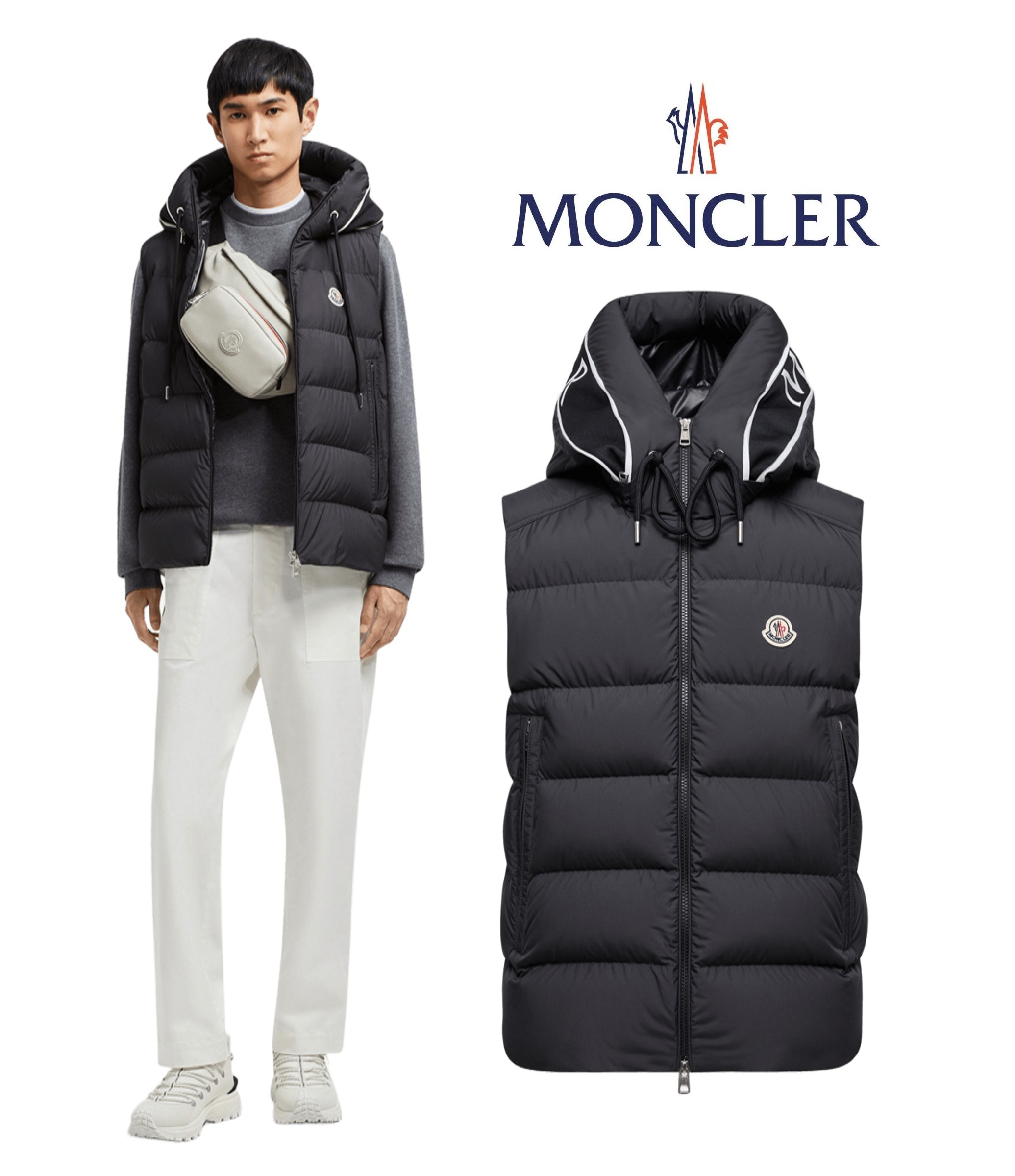 メンズ ダウンジャケット MONCLER モンクレール Cardamine Hooded Down Gilet