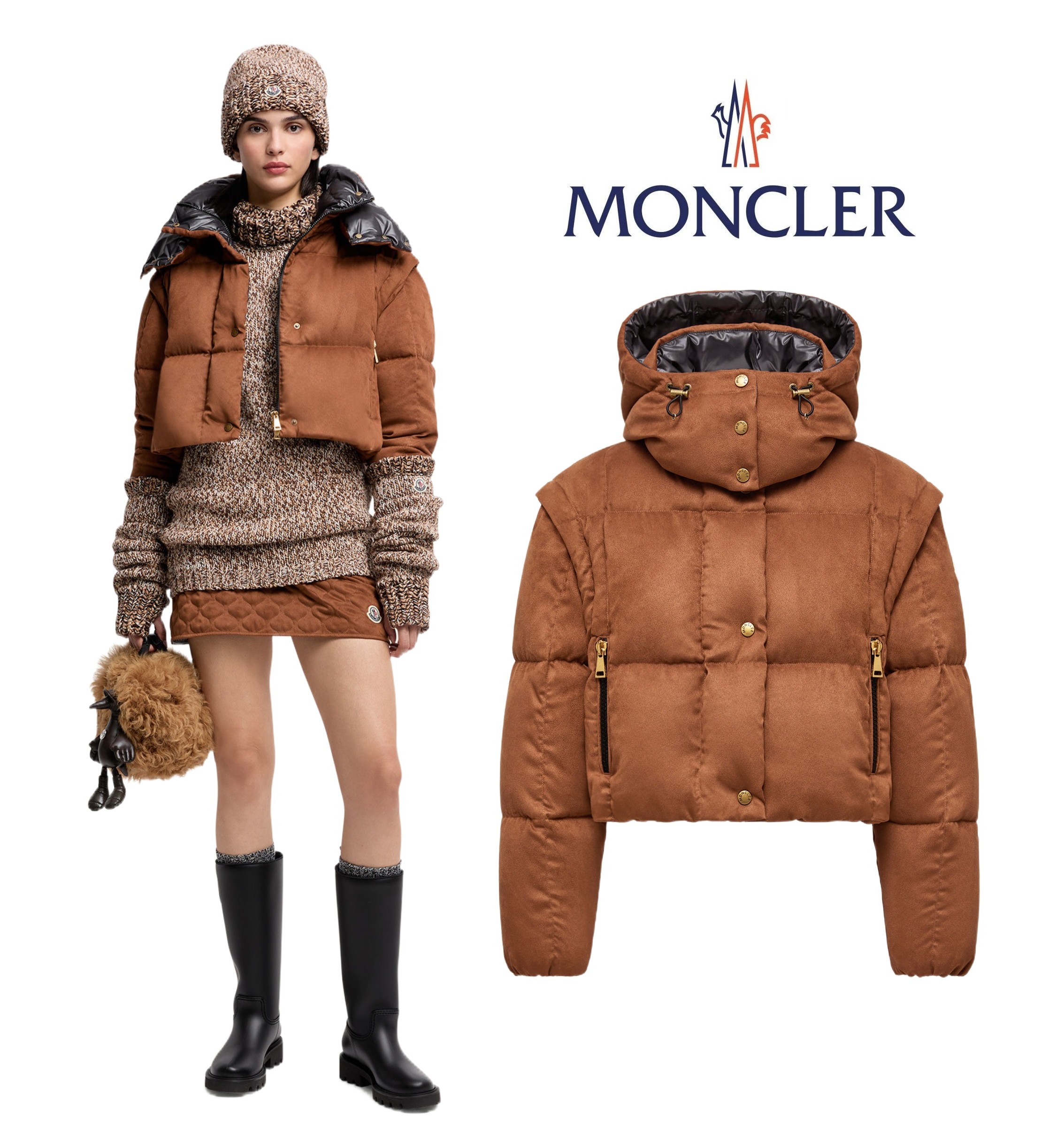 レディース ダウンジャケット MONCLER モンクレール Paterne 2-in-1 Hooded Short Down Jacket