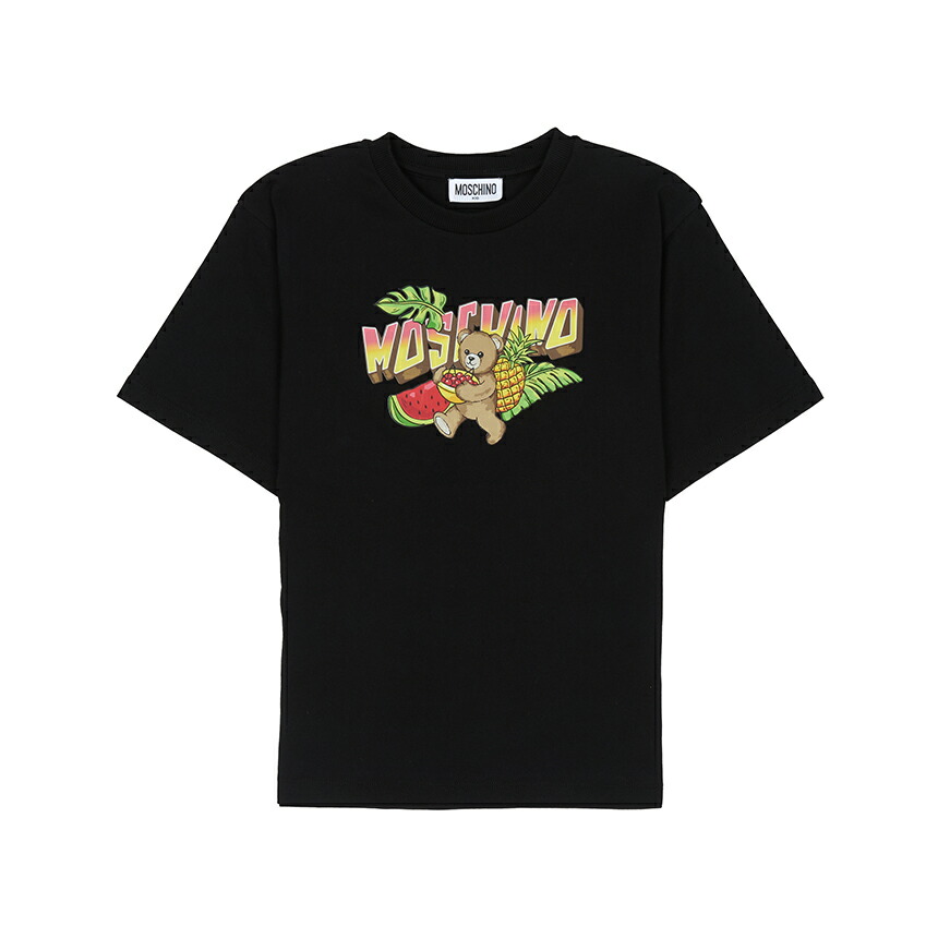 【3%オフクーポン離れ離れ中】 MOSCHINO KIDS モスキーノキッズ もの言う花 半袖プルオーバー HJM060 LAA23 60100