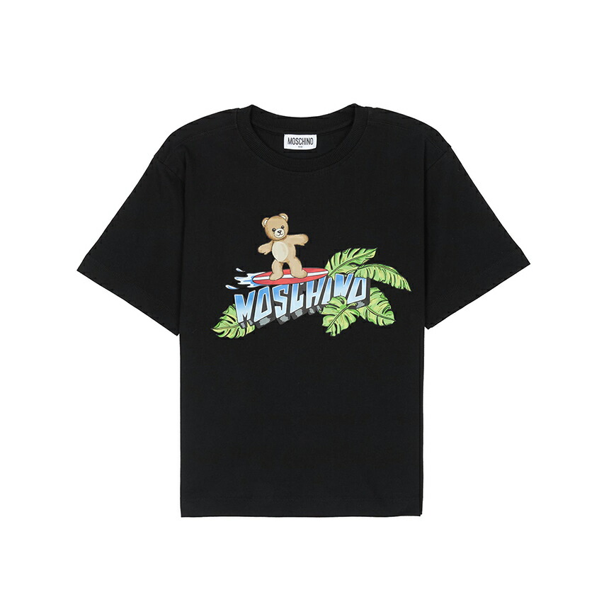 【3%オフクーポン別れ別れ中】 MOSCHINO KIDS モスキーノキッズ もの言う花 半袖ティーシャツ HUM05K LAA23 60100